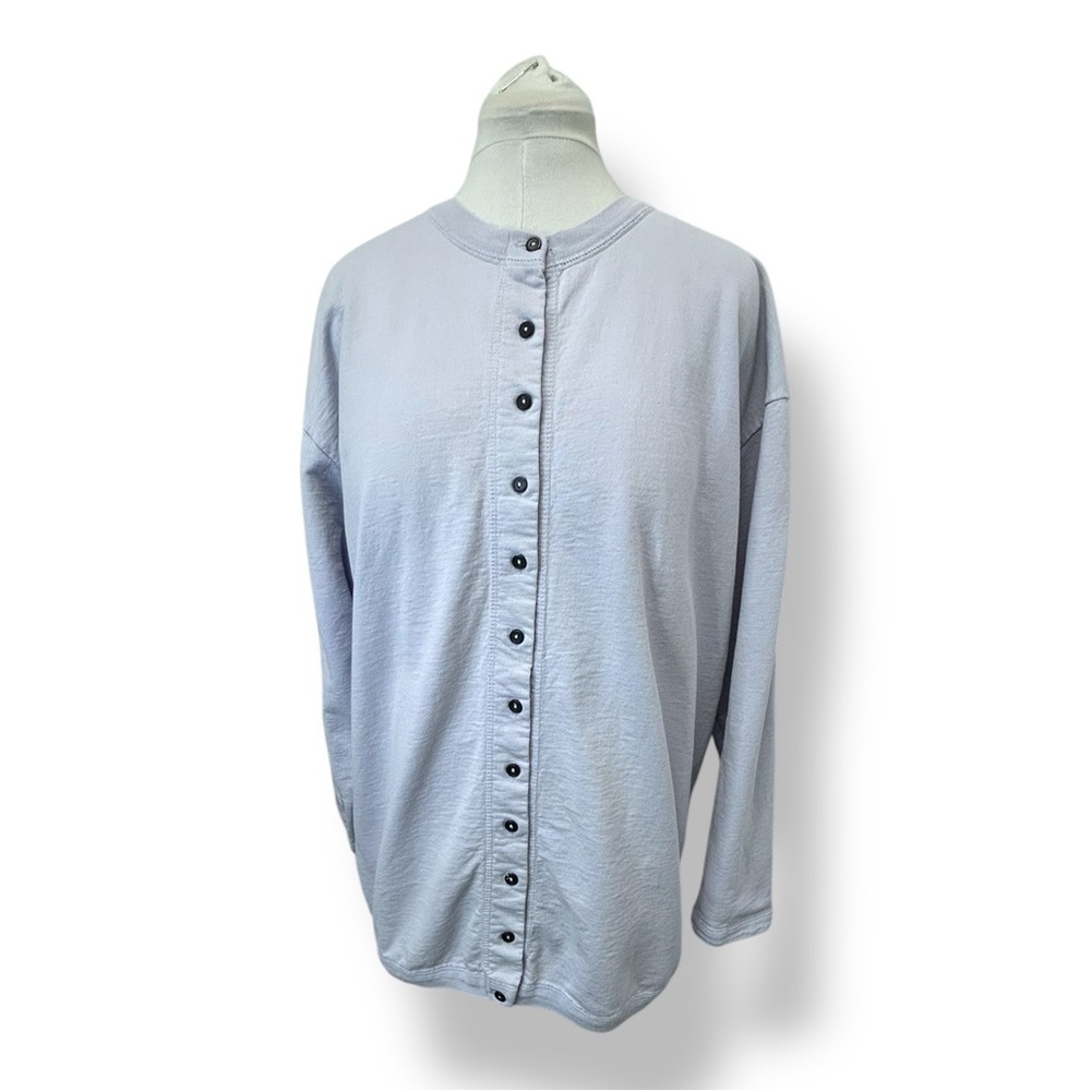 Silver Jeans Women's Long Sleeve Button Down Shirt Oversize Cotton Lavender M